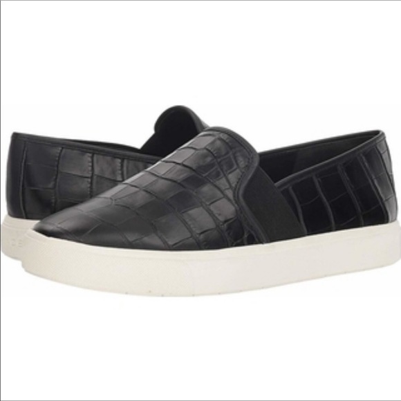 Vince Shoes - Vince Blair Black Croc Embossed Sneaker